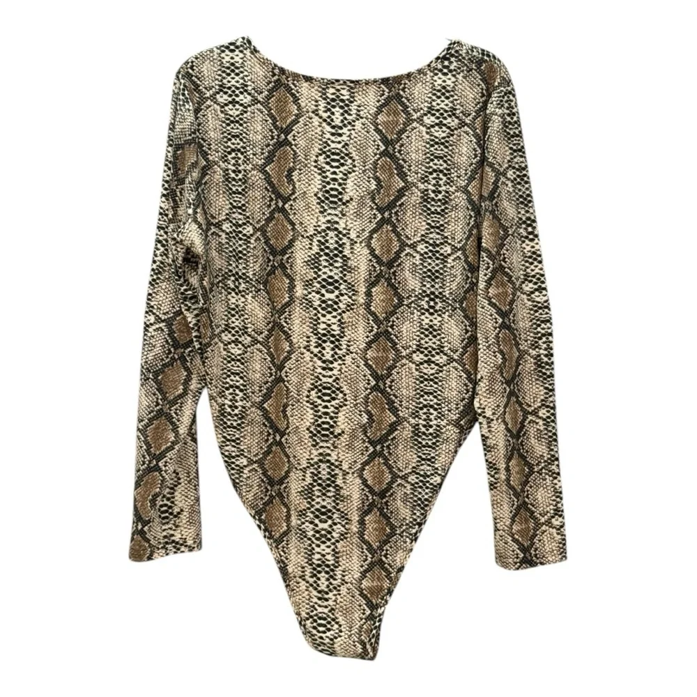 SHEIN Brown Snakeskin Print Bodysuit EUC like new BOX31 - Picture 2 of 3